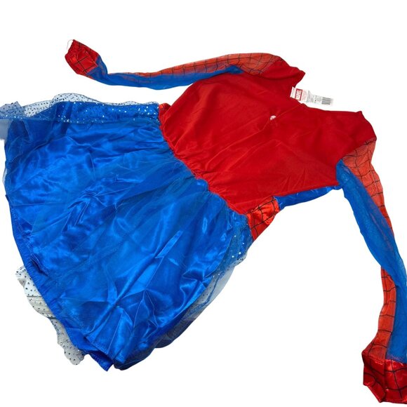 Marvel Spider-Girl Costume Dress Girls Size L 10½-12½ Red & Blue Mesh - Picture 4 of 7